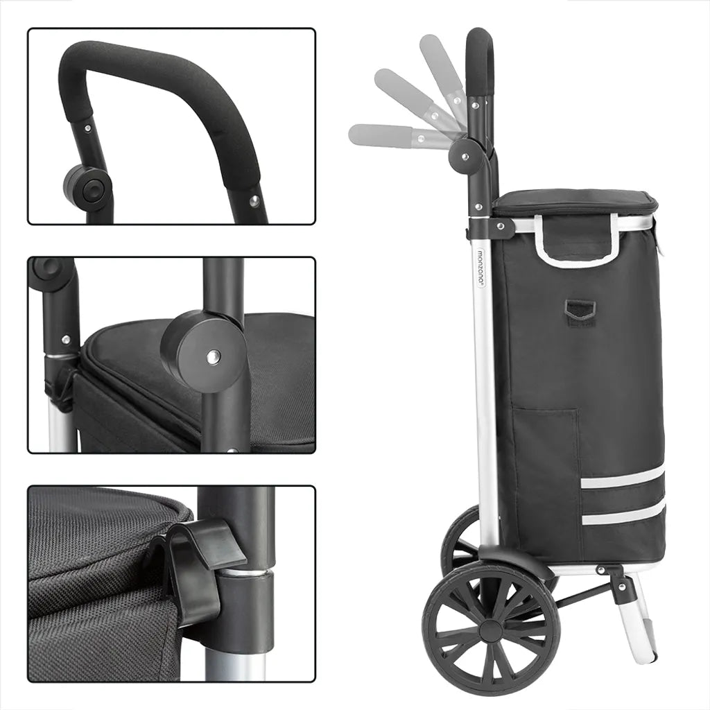  Monzana 2in1 Einkaufstrolley 56L Bis 50 Kg Klappbar Abnehmbare Tasche Handwagen Einkaufswagen Einkaufshilfe Roller, Farbe:schwarz