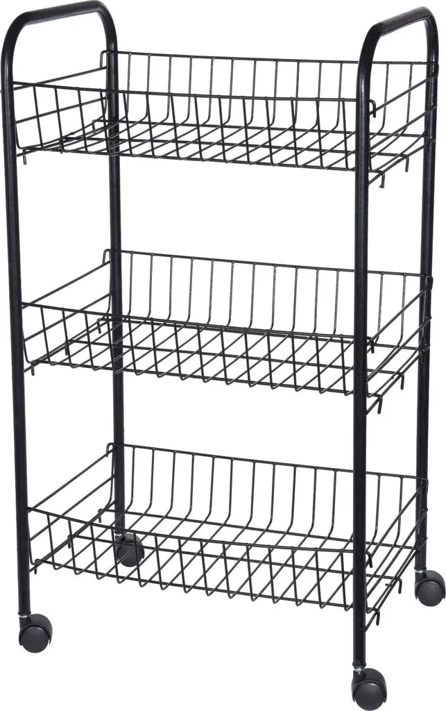  Kitchentrolley - Küchenwagen Mit 3 Ablagen 40x26x62 Cm - Farbe: Schwarz