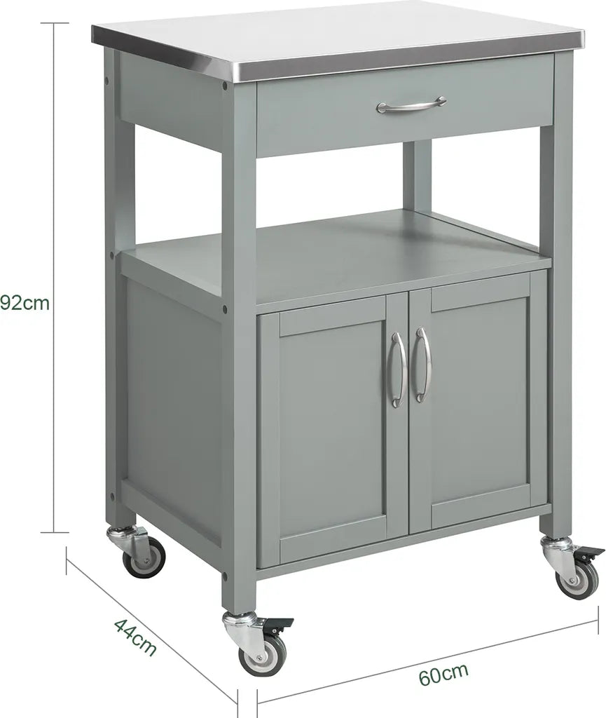  SoBuy FKW22-HG Küchenwagen Mit Edelstahlplatte Küchenrollwagen Servierwagen Rollwagen Getränkewagen Fürs Büro BHT Ca.: 60x92x44cm