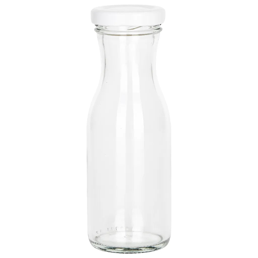  12er Set Saftflasche 150ml Twist-Off Deckel TO43 Weiß Karaffe Vorratsglas Flaschen Aufbewahrung