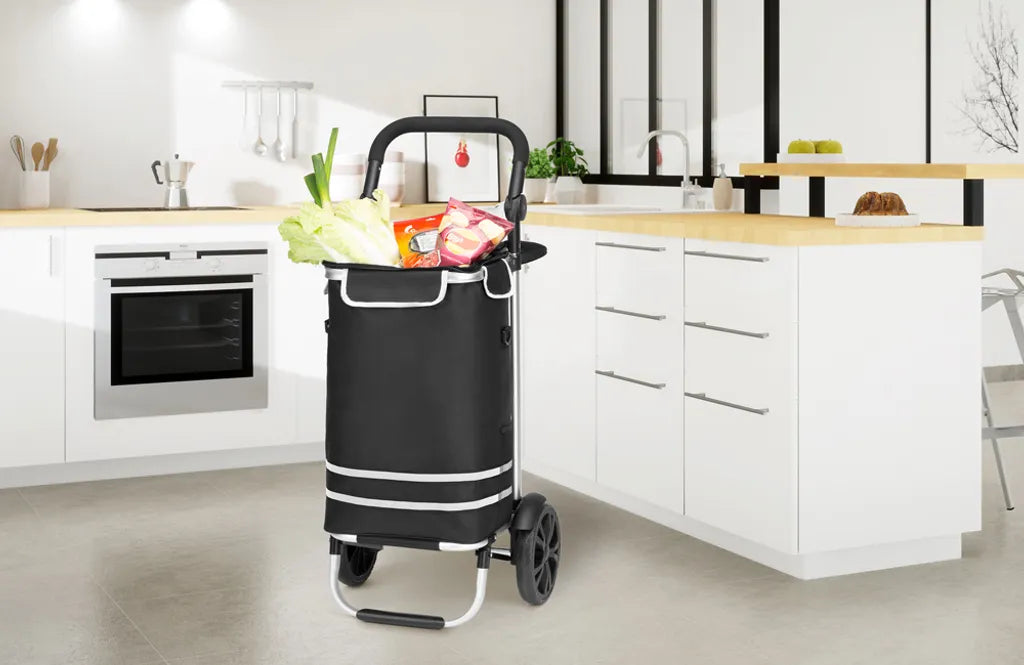  Monzana 2in1 Einkaufstrolley 56L Bis 50 Kg Klappbar Abnehmbare Tasche Handwagen Einkaufswagen Einkaufshilfe Roller, Farbe:schwarz