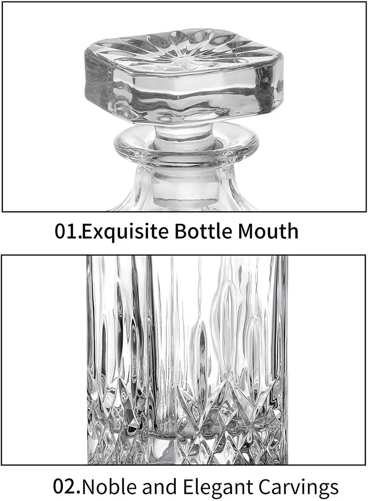  Amisglass Whiskey Karaffe Mit 2 Gläsern, Whiskey Set, 3-teilig, Whisky Dekanter 700ml Und Whisky Gläser 300ml 2 Stück, Kristallgläser & Longdrinkgläser
