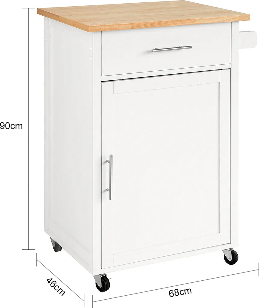  SoBuy FKW102-WN Küchenwagen Mit Arbeitsplatte Servierwagen Beistellwagen Rollwagen Getränkewagen Fürs Büro BHT Ca.: 68x90x46cm