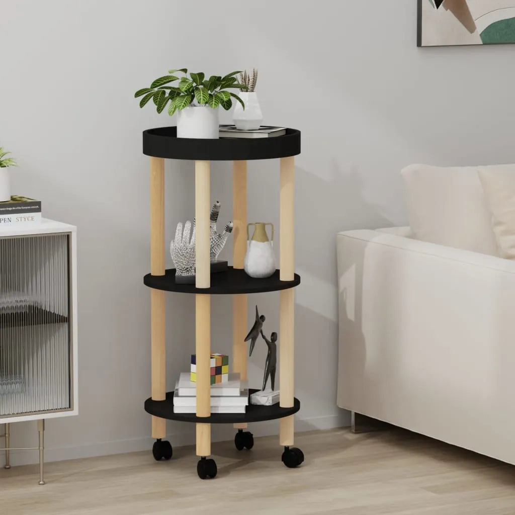  VidaXL Servierwagen 3 Etagen Schwarz 38x38x82 Cm Holzwerkstoff & Holz