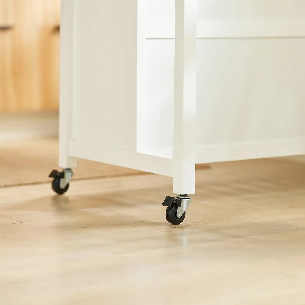  SoBuy FKW74-WN Servierwagen Kücheninsel Sideboard Küchenwagen Küchenschrank Mit 2 Schubladen Und Ablagen Weiß-Natur BHT Ca.: 100x94x60cm