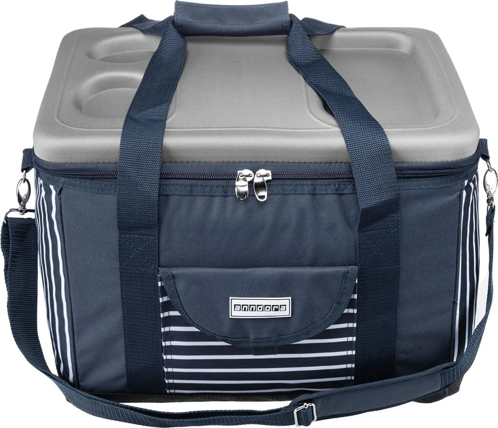  Anndora Kühltasche XL 40 Liter AHOI Mit Reissverschluss - Blau-weis-gestreift