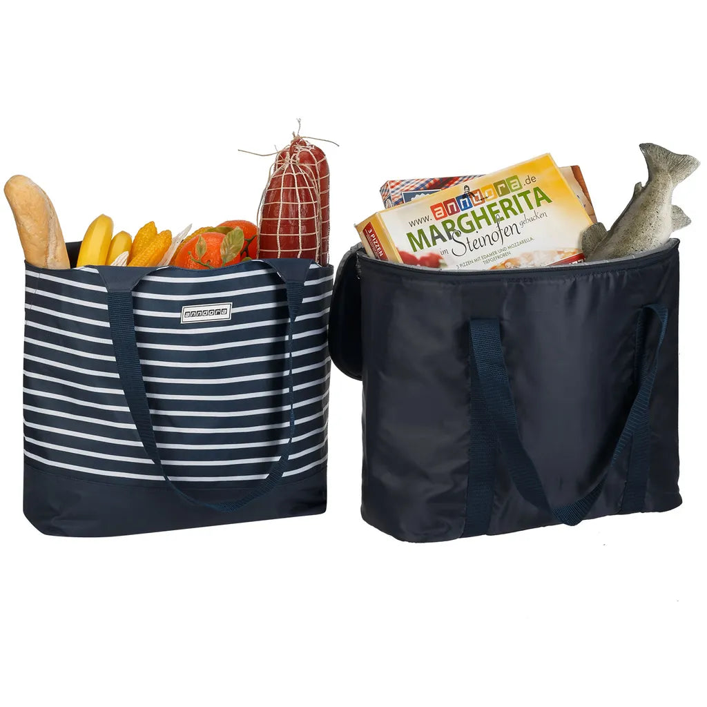  Strandtasche 2 In 1 Kühltasche + SchultertascheAHOI Blau Weiß - Navy