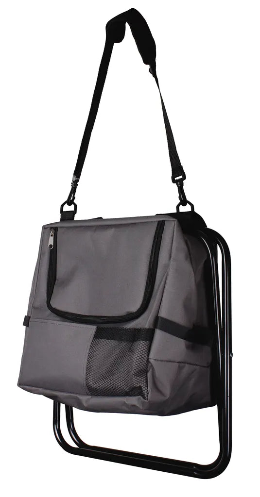  2in1 Anglersitz Mit Kühltasche - Schwarz - Camping Angel Hocker Klappbar Mit Gurt