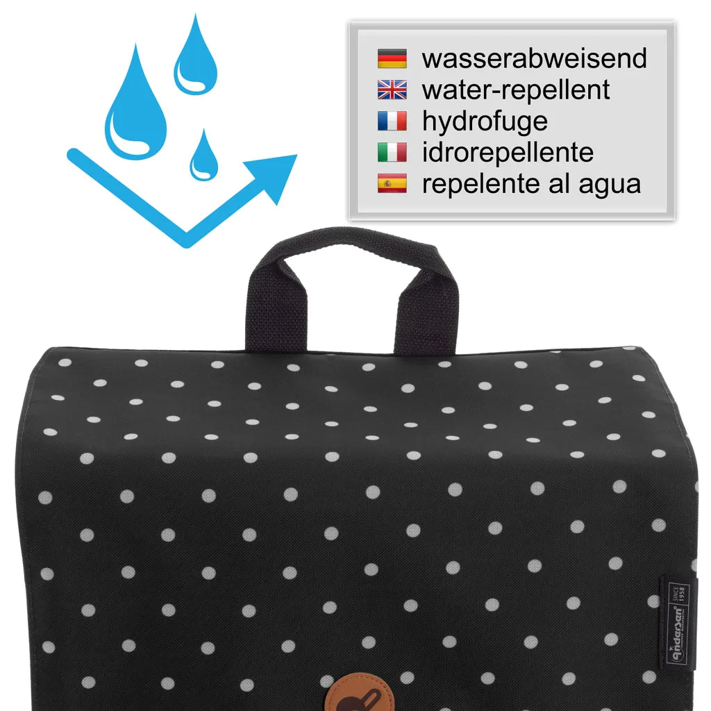  Andersen Shopper Quattro Mit 4 Rädern, Höhenverstellbar Mit Rad Ø 15 Und 20cm Und 45 Liter Tasche Malit Schwarz Mit Kühlfach