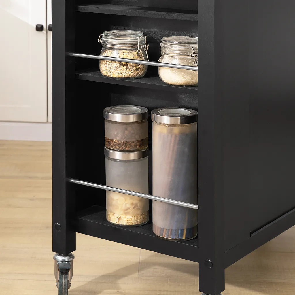  SoBuy FKW108-SCH Design Küchenwagen Mit Edelstahlplatte Kücheninsel Küchenschrank Rollwagen Sideboard Servierwagen Schwarz BHT Ca.: 107x94x46cm