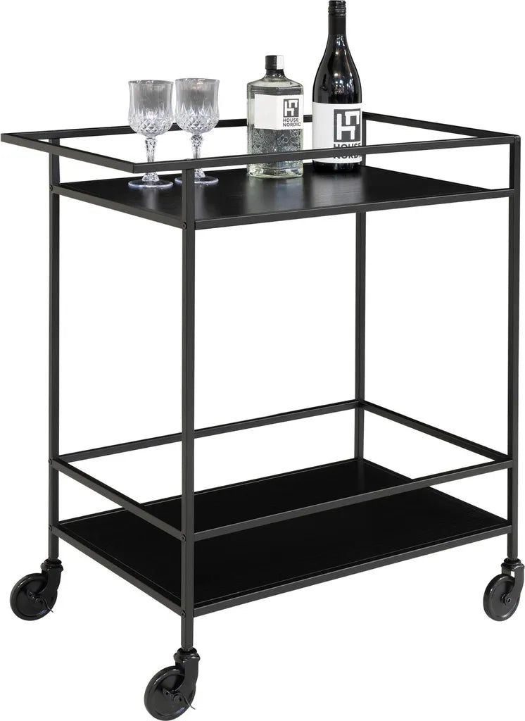  House Nordic Vita Servierwagen Schwarz | Barwagen Mit Rollen Inkl. Bremsen | Schlichtes Metallgestell Im Industrie-Design
