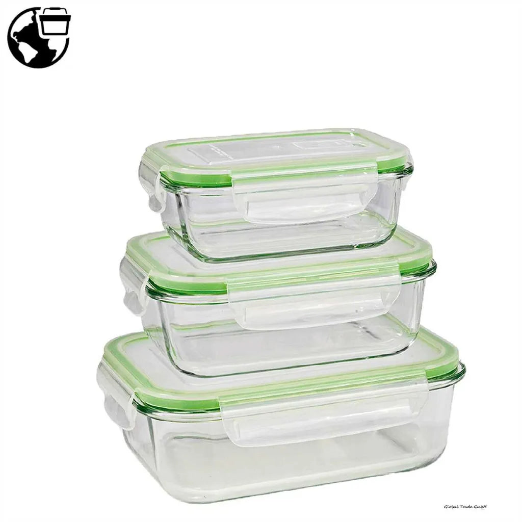  Glas Frischhaltedosen 3er Set Klick-It Gefrierdosen Lunchbox Brotdose Mikrowelle