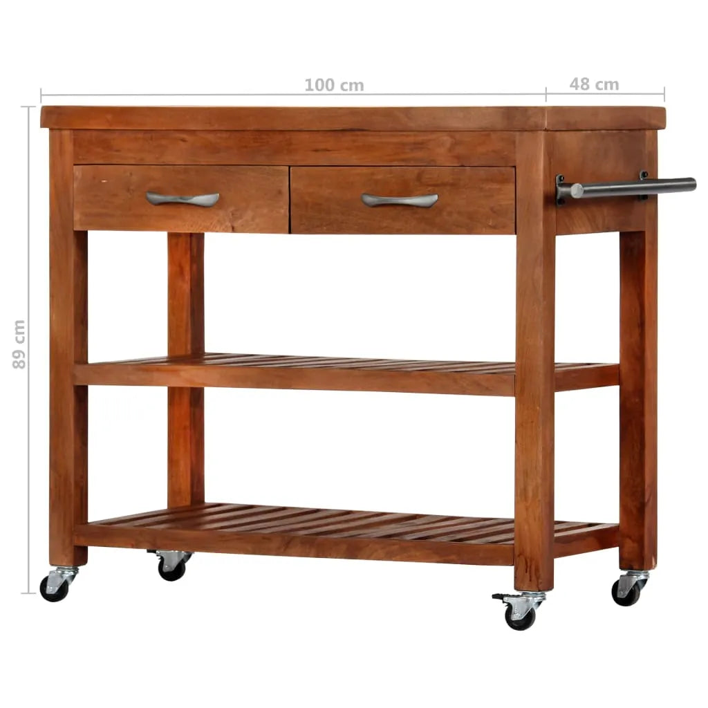  VidaXL Servierwagen 100x48x89 Cm Massivholz Akazie