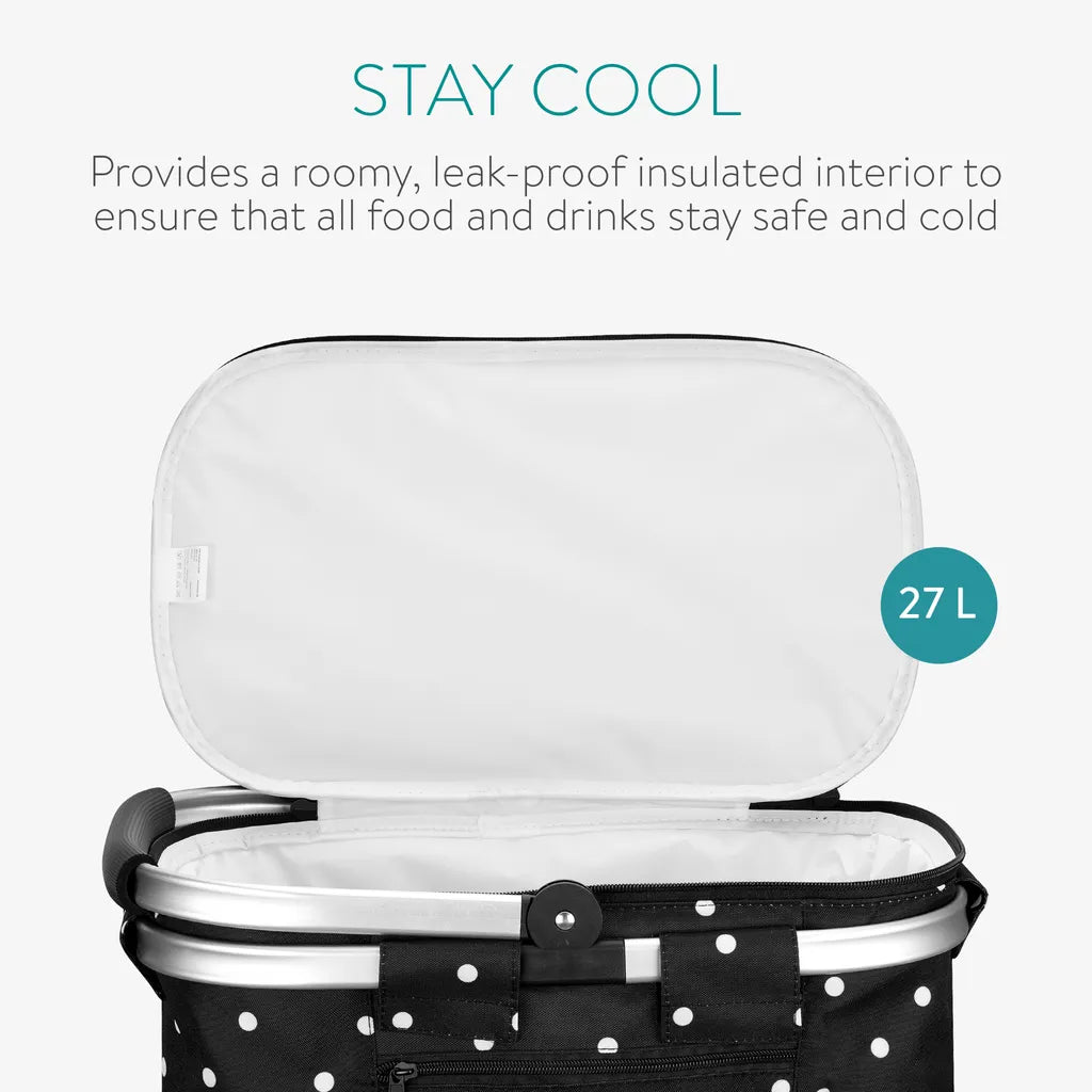  Navaris Thermo Einkaufskorb Kühltasche Faltbar - 27L Kühlkorb Picknickkorb Isolier Korb - 43x26cm Einkaufstasche Coolerbag Auslaufsicher In Schwarz