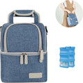  Muttermilch-Kühltasche Mit Kühlakkus, Doppellagig, Passend Für 3 Flaschen, Bis Zu 255 Ml, Für Stillen, Muttermilch, Pumpbeutel, Rucksack ,Denim Blue