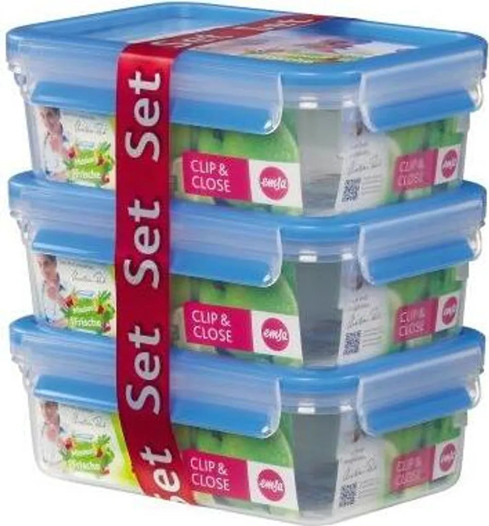  Emsa Clip & Close 3Er Set Frischhaltedosen, 3 X 1,00 L, 508558