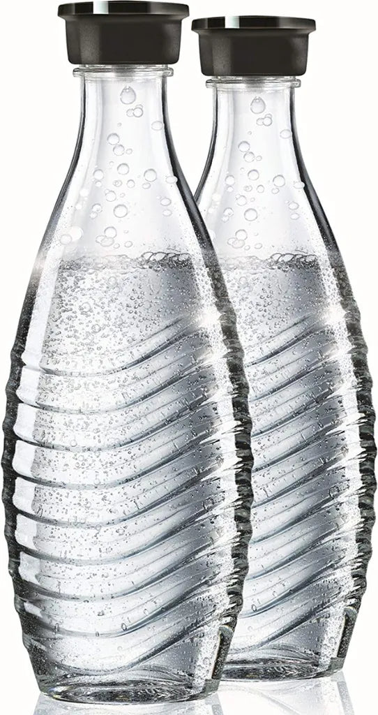  SodaStream Glaskaraffe Duo Pack Mit Schwarzem Deckel 2 Stück Je 600ml