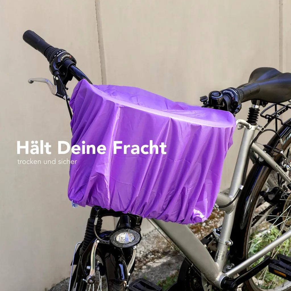 EAZY CASE Fahrradkorb Regenschutz, Wasserfester Korbüberzug, Schutzhülle, Korbabdeckung Wasserabweisend, Regenüberzug Für Fahrradkorb Elastisch, Schutzhaube Für Regen, Dunkelblau, Lila Violett