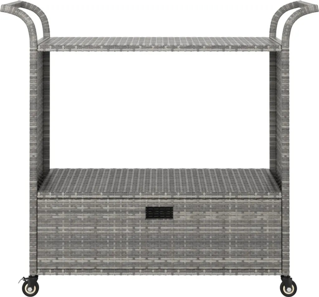  VidaXL Barwagen Mit Schublade Grau 100x45x97 Cm Poly Rattan
