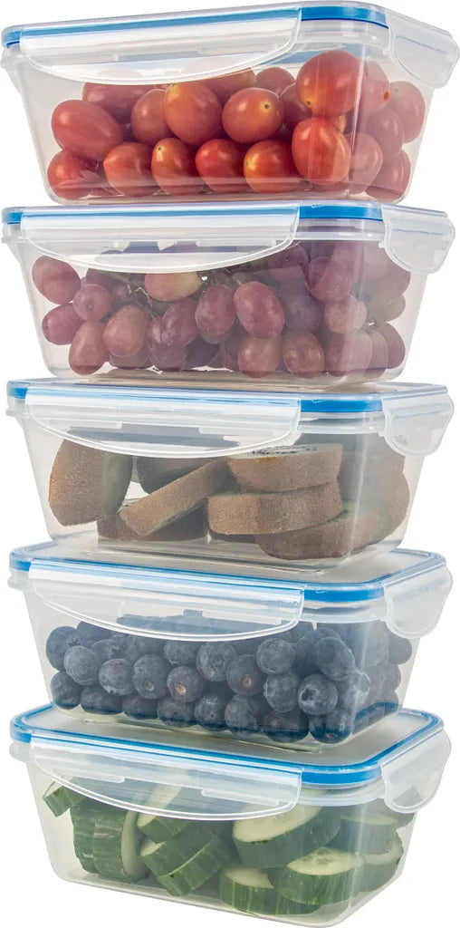  Classbach® 5er-Set Kunststoff-Frischhaltedosen Mit Deckel 100% Dicht, Lunchbox Brotdose Meal Prep Boxen Mit Deckel, Vorratsdosen Geeignet F. Spülmaschine, Mikrowelle Und Gefrierfach C-FHD 4007 K