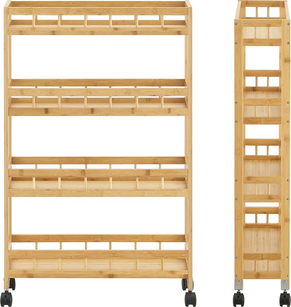  Küchenwagen Pyhäjoki Auf Rollen Servierwagen Aus Bambus Aufbewahrungswagen 96 X 60 X 18 Cm Speicherwagen Natur