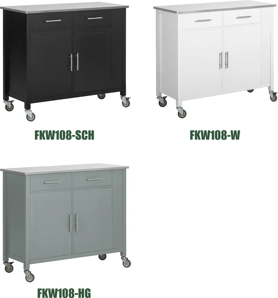  SoBuy FKW108-SCH Design Küchenwagen Mit Edelstahlplatte Kücheninsel Küchenschrank Rollwagen Sideboard Servierwagen Schwarz BHT Ca.: 107x94x46cm