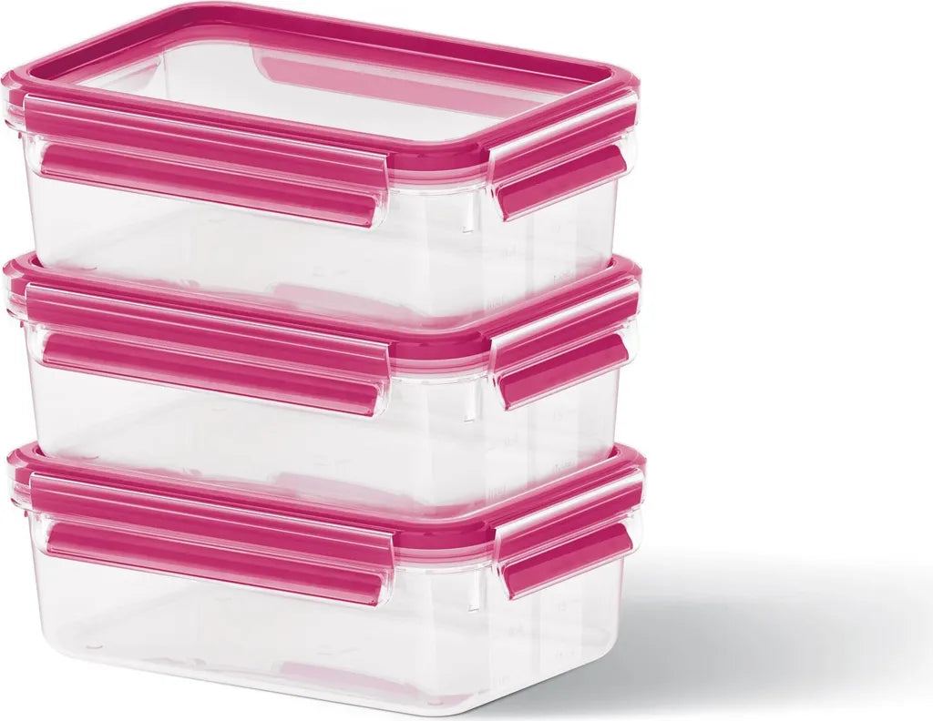  Emsa Clip&Close Frischhaltedosen 3er-Set 0,55 L, Violett