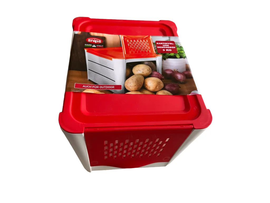  Snips Kartoffelbox / Gemüsebox 3 Kg.Kartoffelkiste, Vorratsbox LxBxH 25,3x20x17,4cm Rot-Weiß