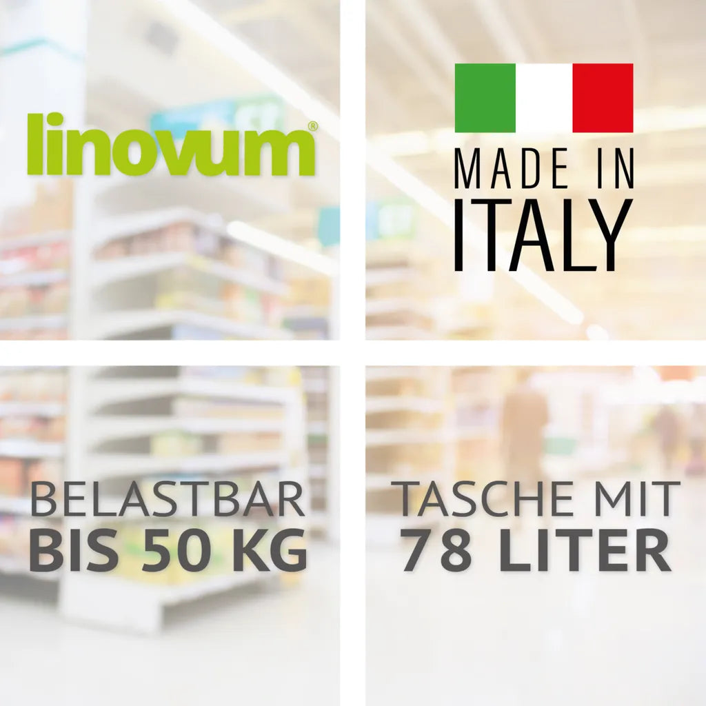  Einkaufstrolley KILEY XXL Bordeaux Mit 78l Fassung & Seitentaschen - Extragroße, Leise & Abnehmbare Gummiräder