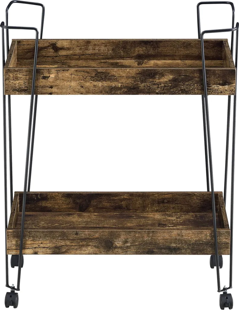  Servierwagen Vaxholm 78x62x32cm Barwagen Beistellwagen Rollwagen Bis 10 Kg Stahlgestell Dunkler Holzton