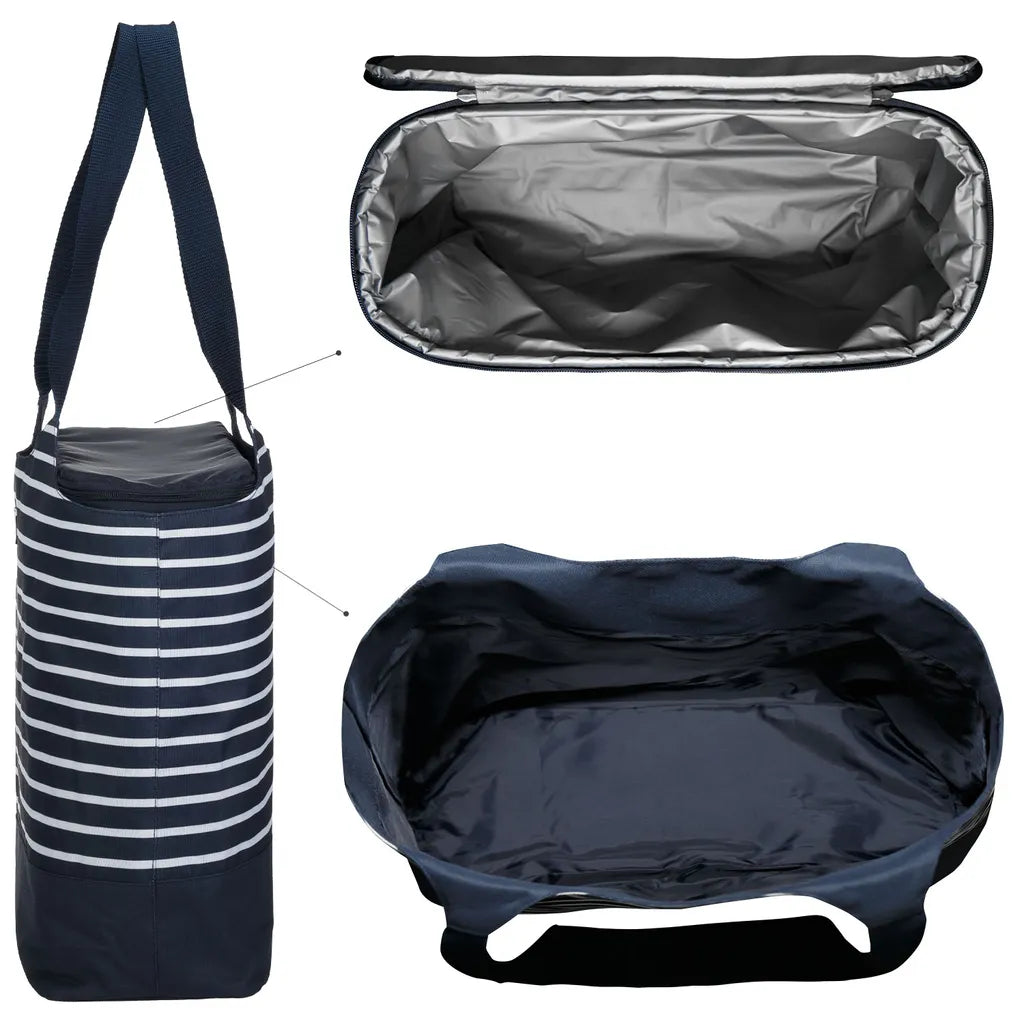  Strandtasche 2 In 1 Kühltasche + SchultertascheAHOI Blau Weiß - Navy