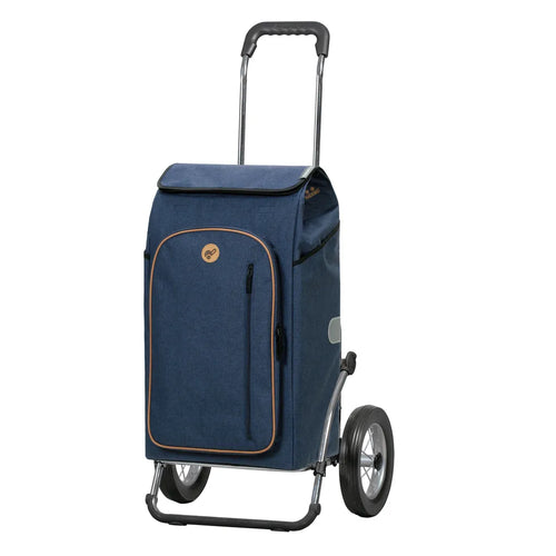  Andersen Einkaufstrolley Sondermodell Royal Stahl Klappbar Mit Metallspeichenrad Ø 25cm Und 61 Liter Tasche Folke Blau Mit Kühlfach