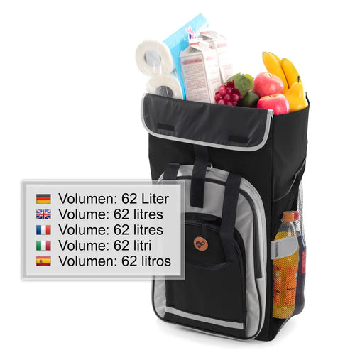  Andersen Shopper Quattro Stahl Höhenverstellbar Mit Rad Ø 15 Und 20 Cm Und 62 Liter Tasche Hydro 2.0 Schwarz Mit Kühlfach
