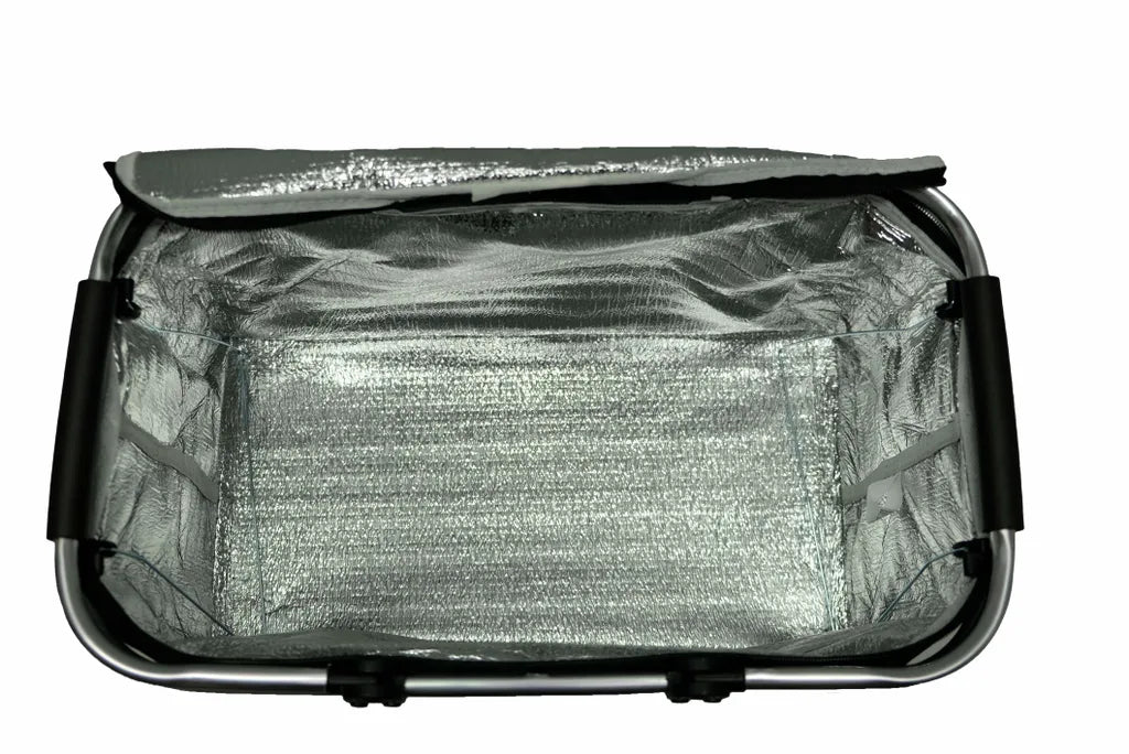  Einkaufskorb Mit Kühl- Und Warmhaltefunktion Faltbar Klappgriffen Reißverschluss 46x23x27 Cm, Schwarz