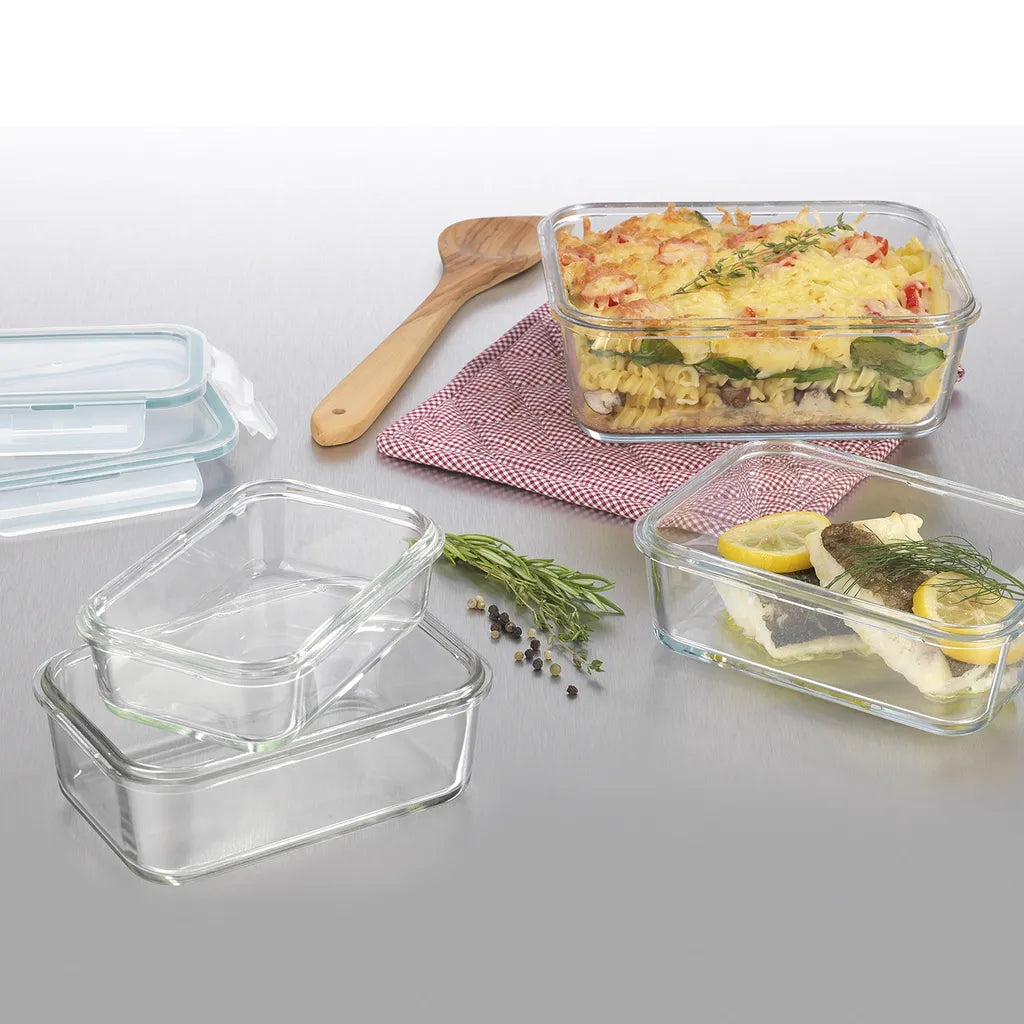  GOURMETmaxx Glas-Frischhaltedosen Klick-it 8-tlg. Frischhaltedosen 4er Set Glas Klick-It Gefrierdosen Lunchbox Brotdose Mikrowelle