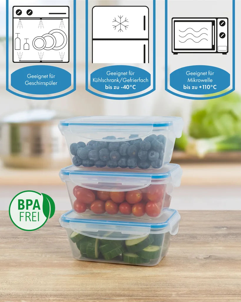  Classbach® 5er-Set Kunststoff-Frischhaltedosen Mit Deckel 100% Dicht, Lunchbox Brotdose Meal Prep Boxen Mit Deckel, Vorratsdosen Geeignet F. Spülmaschine, Mikrowelle Und Gefrierfach C-FHD 4007 K