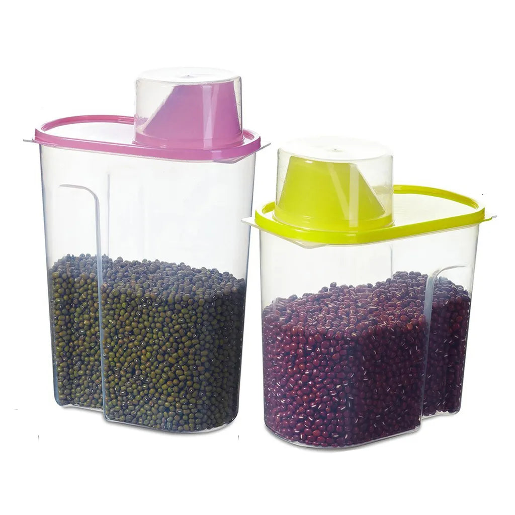  Vorratsdosen Set Mit Deckel, Aufbewahrungsbox Küche, Frischhaltedosen 2.5L & 1.9L BPA-frei Luftdicht Vorratsbehälter Mit Messbecher Kunststoff Schüttdosen Für Mehl Müsli (2 Stück)