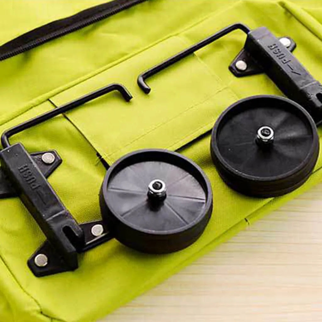 Einkaufstrolley Klappbaren Rädern Stützen Faltbar Leicht Wasserabweisend Tasche Einkaufstasche Picknicktasche Haushaltstrolley Tug Bag Grün