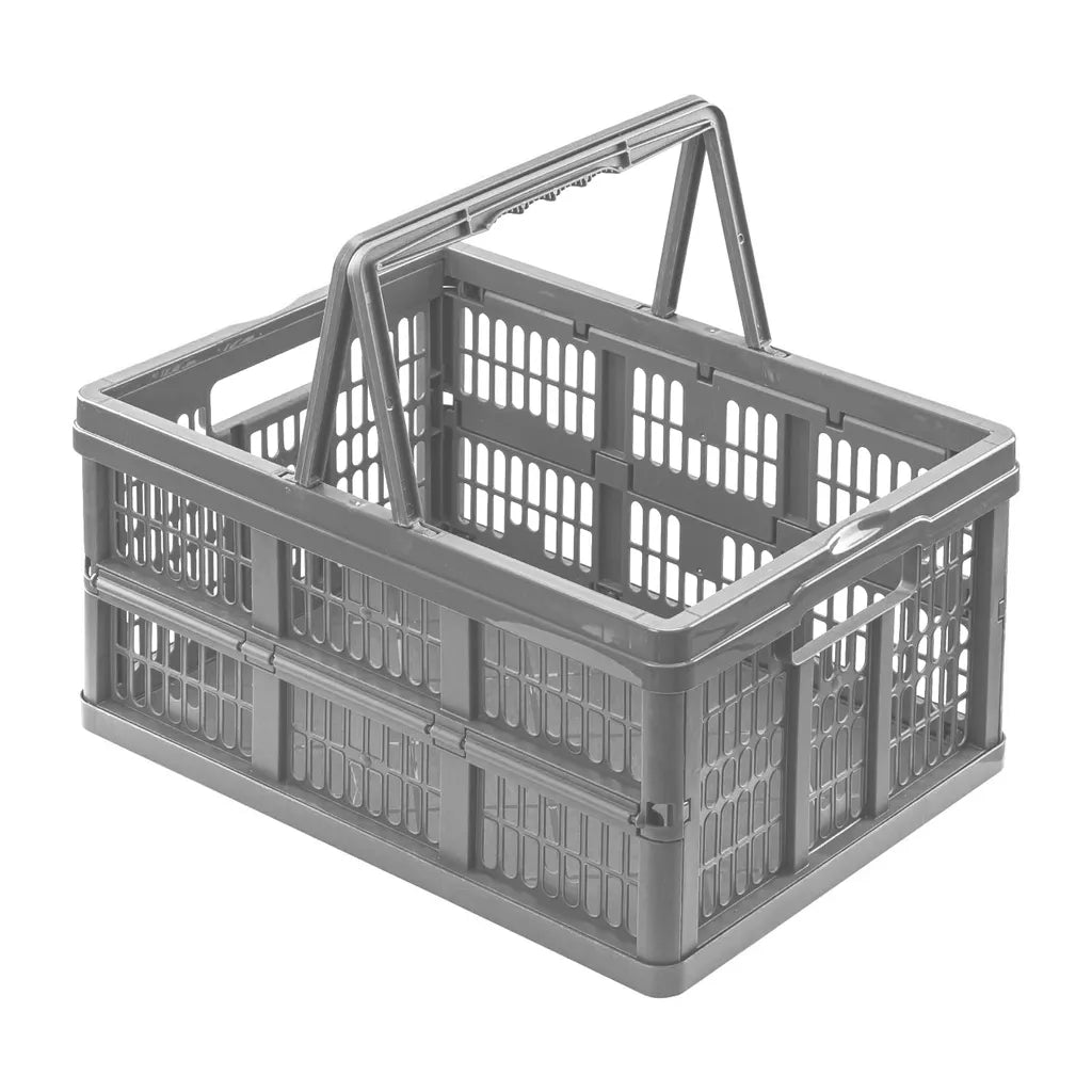  2X Einkaufskorb Mit Griffen Klappbox EMMA 18,5L Grau Keeeper 38x28x21