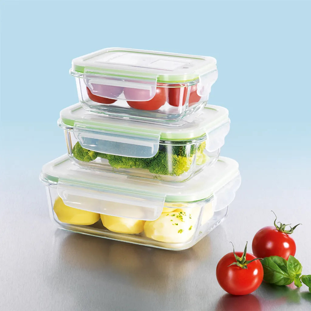  Glas Frischhaltedosen 3er Set Klick-It Gefrierdosen Lunchbox Brotdose Mikrowelle