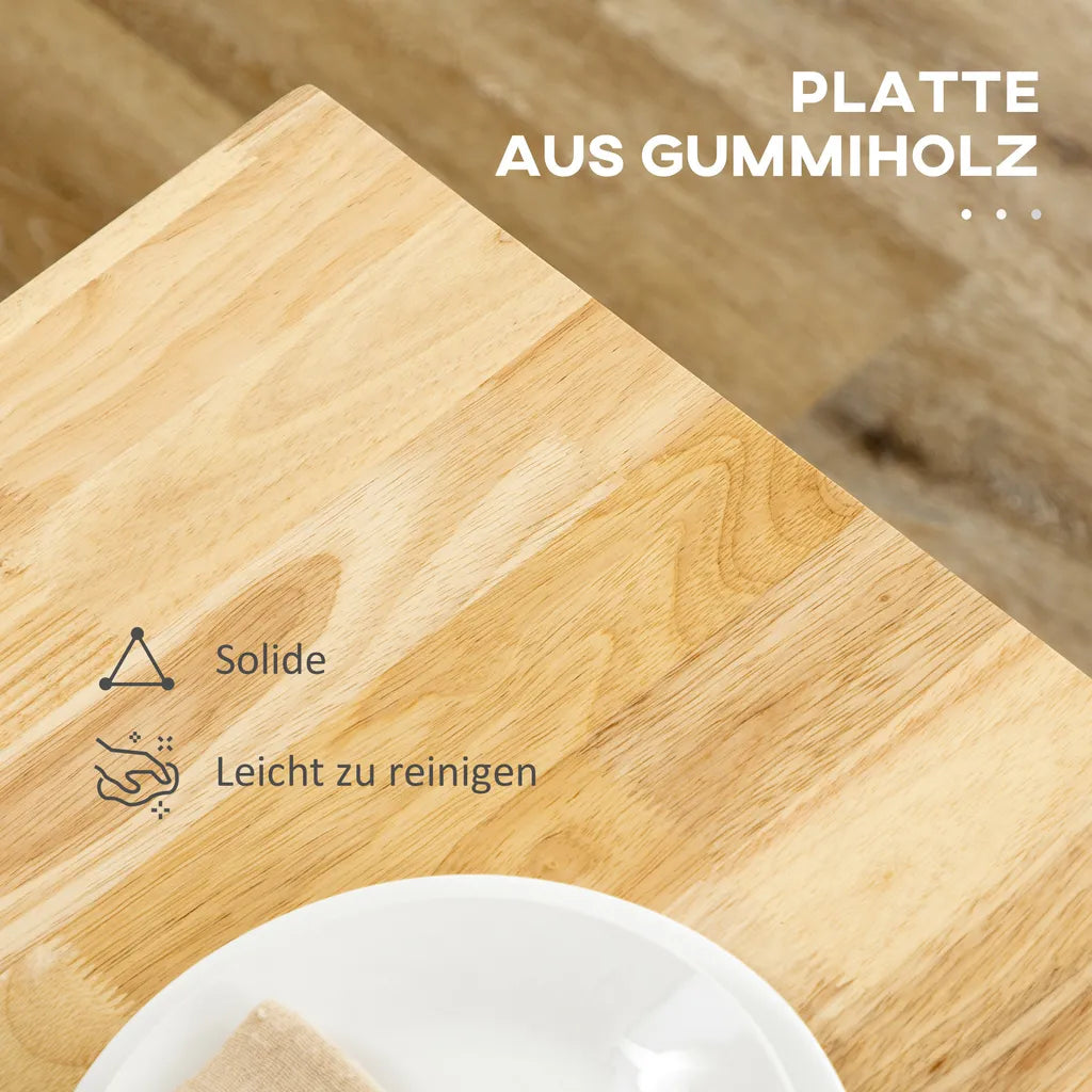  HOMCOM Küchenwagen, Rollwagen, Küchenschrank Mit Arbeitsplatte Aus Gummiholz, Trolley, Beistellwagen Auf Rollen, Servierwagen Mit Schublade, Werkzeugkasten Für Küche, Weiß, 89 X 48 X 89 Cm