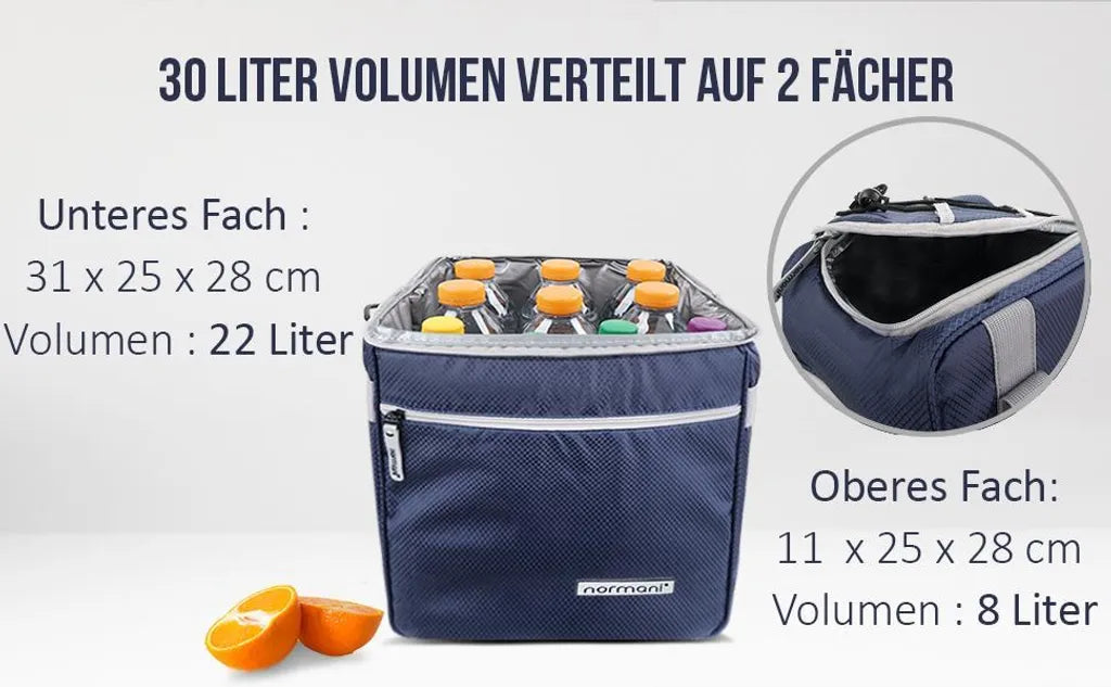  Normani Isolierte Kühltasche Mit 2 Fächern 30 L