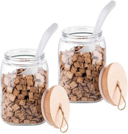  APS 2er Set Vorratsglas -WOODY- /// 14 X 14cm, H: 21 Cm /// Glas, Kiefernholz, Silikon /// 2,5 Liter /// 67514