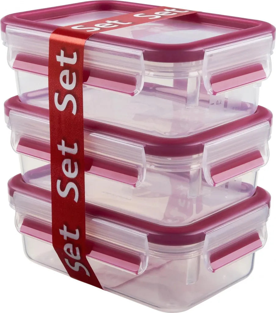  Emsa Clip&Close Frischhaltedosen 3er-Set 0,55 L, Violett
