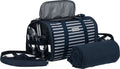  Anndora Picknick Kühltasche + Decke + Zubehör - Blau Weiß Gestreift - Blau