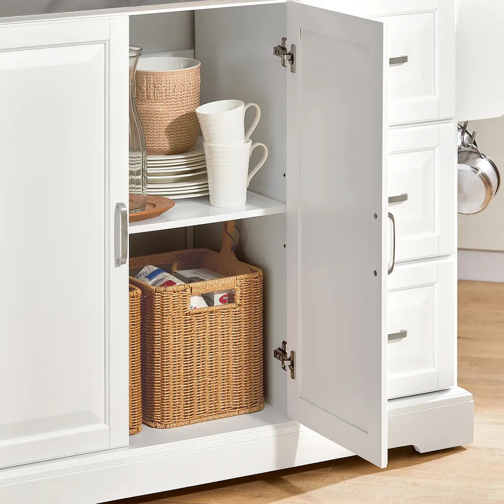  SoBuy FKW41-ST Luxus-Küchenwagen Mit Edelstahlplatte Küchenschrank Sideboard Mit Erweiterbarer Arbeitsfläche Servierwagen BHT Ca.:130x91x46(+25) Cm