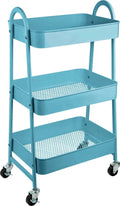  ONVAYA® Servierwagen Silvio | Beistellwagen | Blau | 30,5 X 45 X 77 Cm | 3 Fächer | Multifunktionswagen | Transportwagen | Allzweckwagen | Küchentrolley | Nischenregal