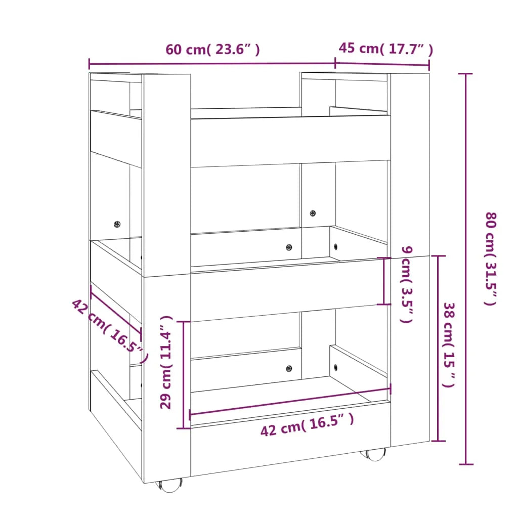 VidaXL Küchenwagen Weiß 60x45x80 Cm Holzwerkstoff