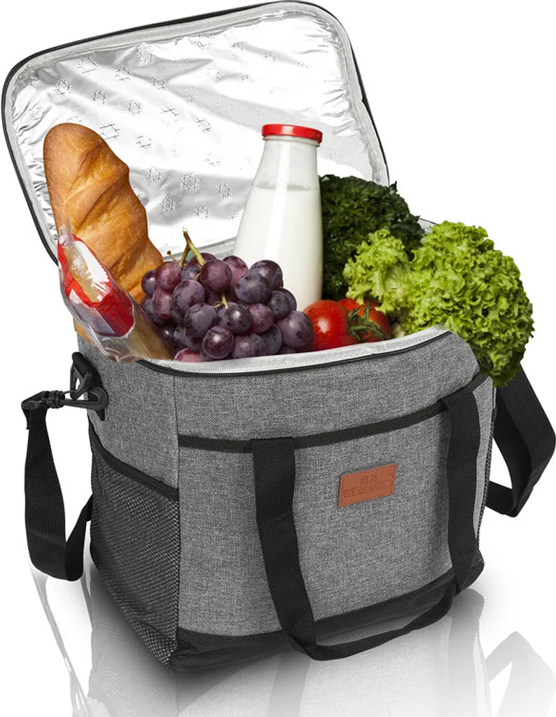  Lospitch 25L Kühltasche Faltbar Kühlkorb Kühlbox Isoliertasche Thermotasche Picknicktasche Für Lebensmitteltransport, Grau