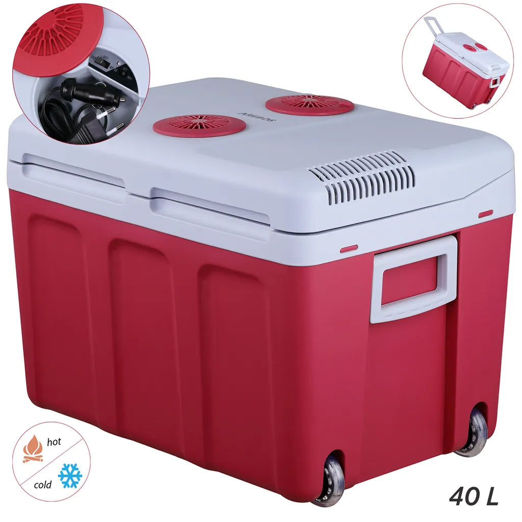  AREBOS Elektrische Kühlbox 40 Liter, Zum Kühlen Und Warmhalten, Mobil Kühlschrank Mit ECO Modus, 12/230 V Für Auto Und Steckdose